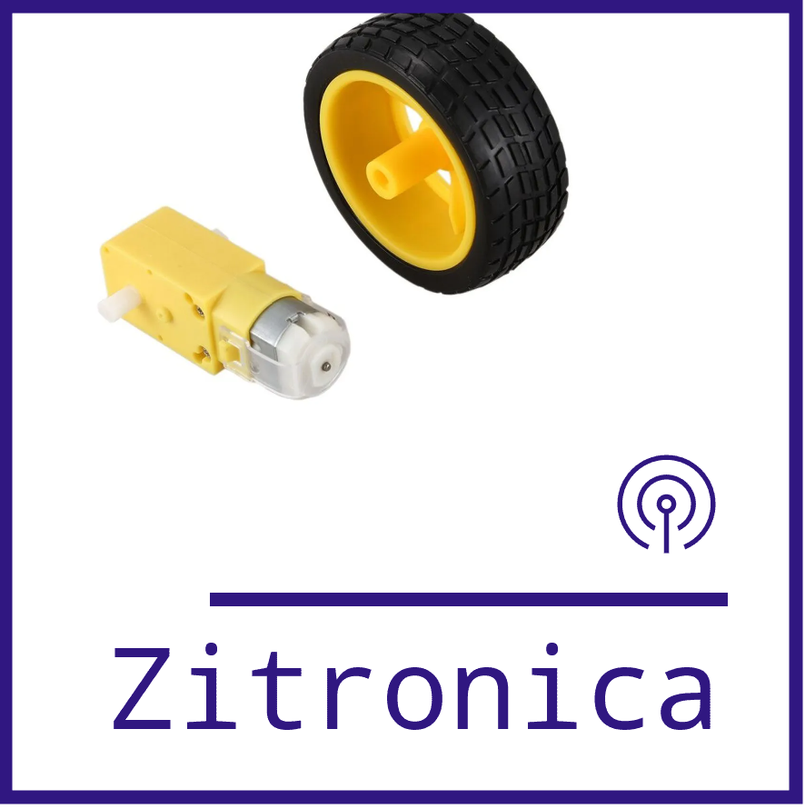 Roda com Pneu + Motor DC 3 a 6v com Redução